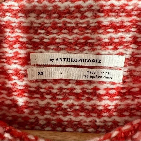 Anthropologie Red Stripe Linnea Mock Neck Sweater Size XS - Picture 8 of 11